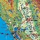 detail 1 of California Combined Map Physical and Political